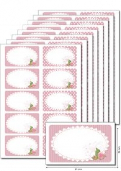 Schmucketikette "Rosen", 8xA5 à 10 Etiketten = 80 Etiketten, bedruckbar